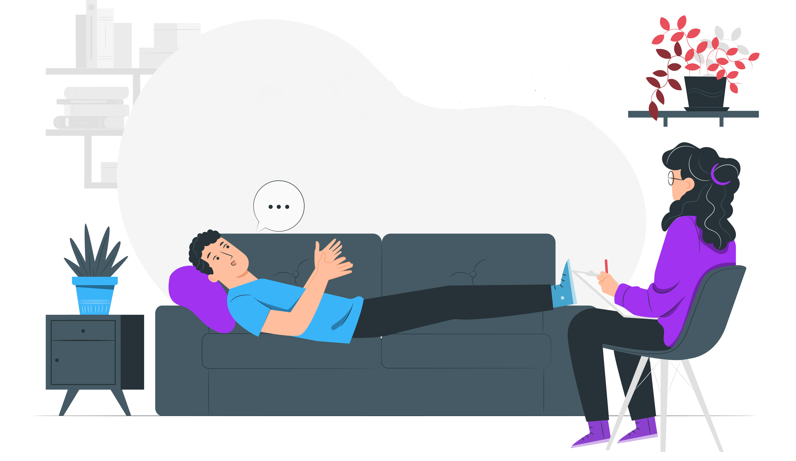 Imagem responsiva com um paciente e uma psicologa atendendo